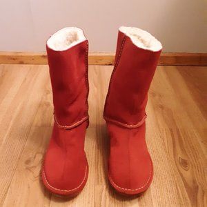 Land's End Red Shearling Suede Winter Boots Size 8